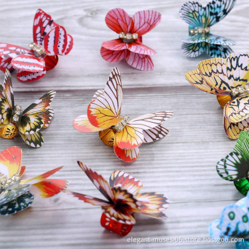 50pieces Butterfly Hair Braid  Beads Colorful Adjustable Hair Cuffs Clips Tiara Crown Hair Styling Jewelry in factory price